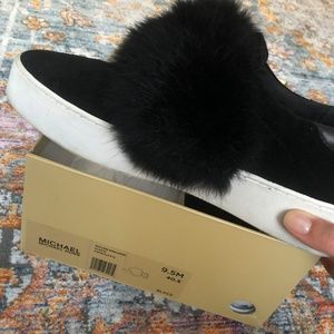 Women's Black Maven Fur And Suede Slip-on Sneaker